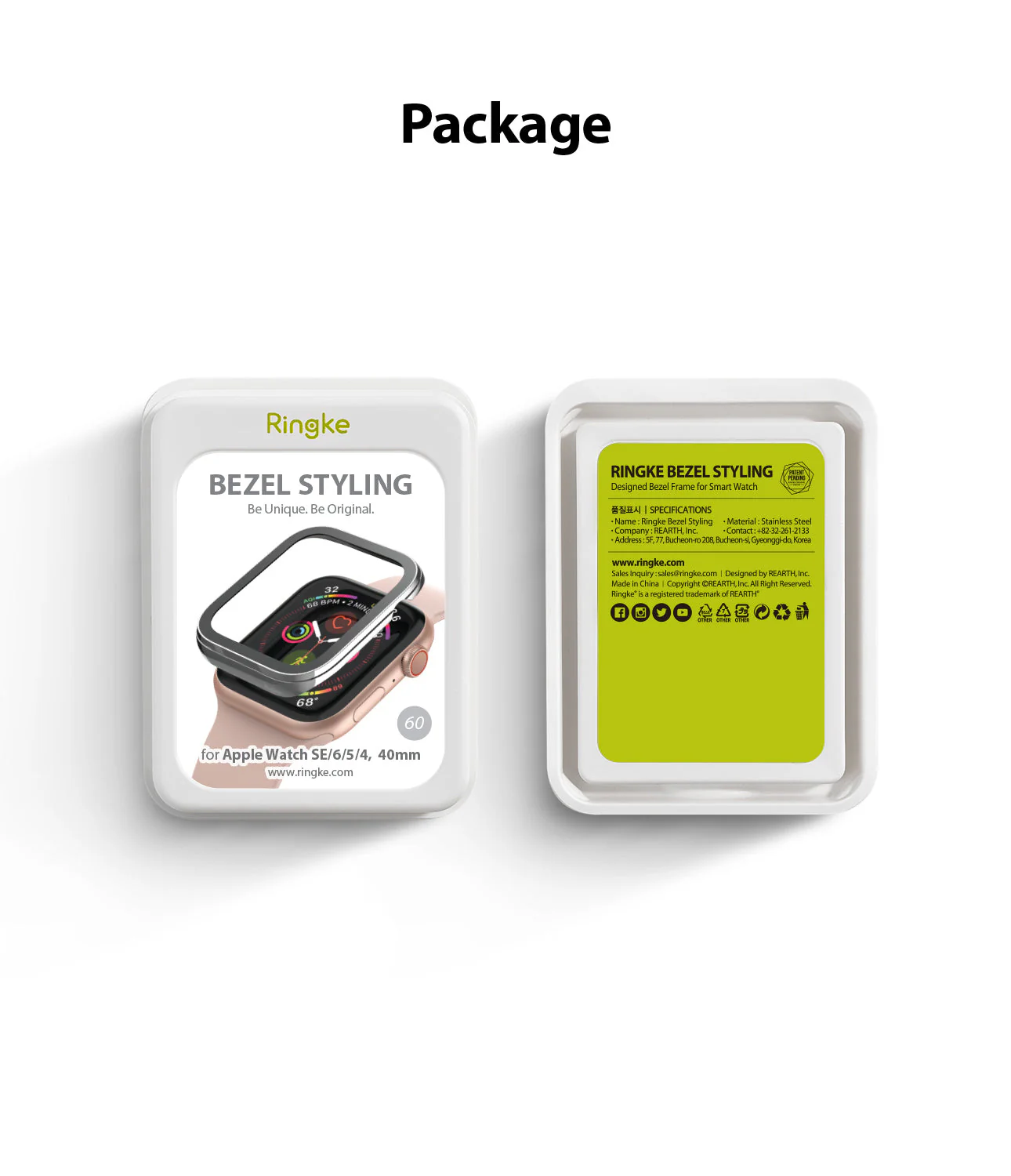 Apple Watch Series 6 / 5 / 4 / SE (40mm) | Premium Bezel Styling Silver + Black - Image 11