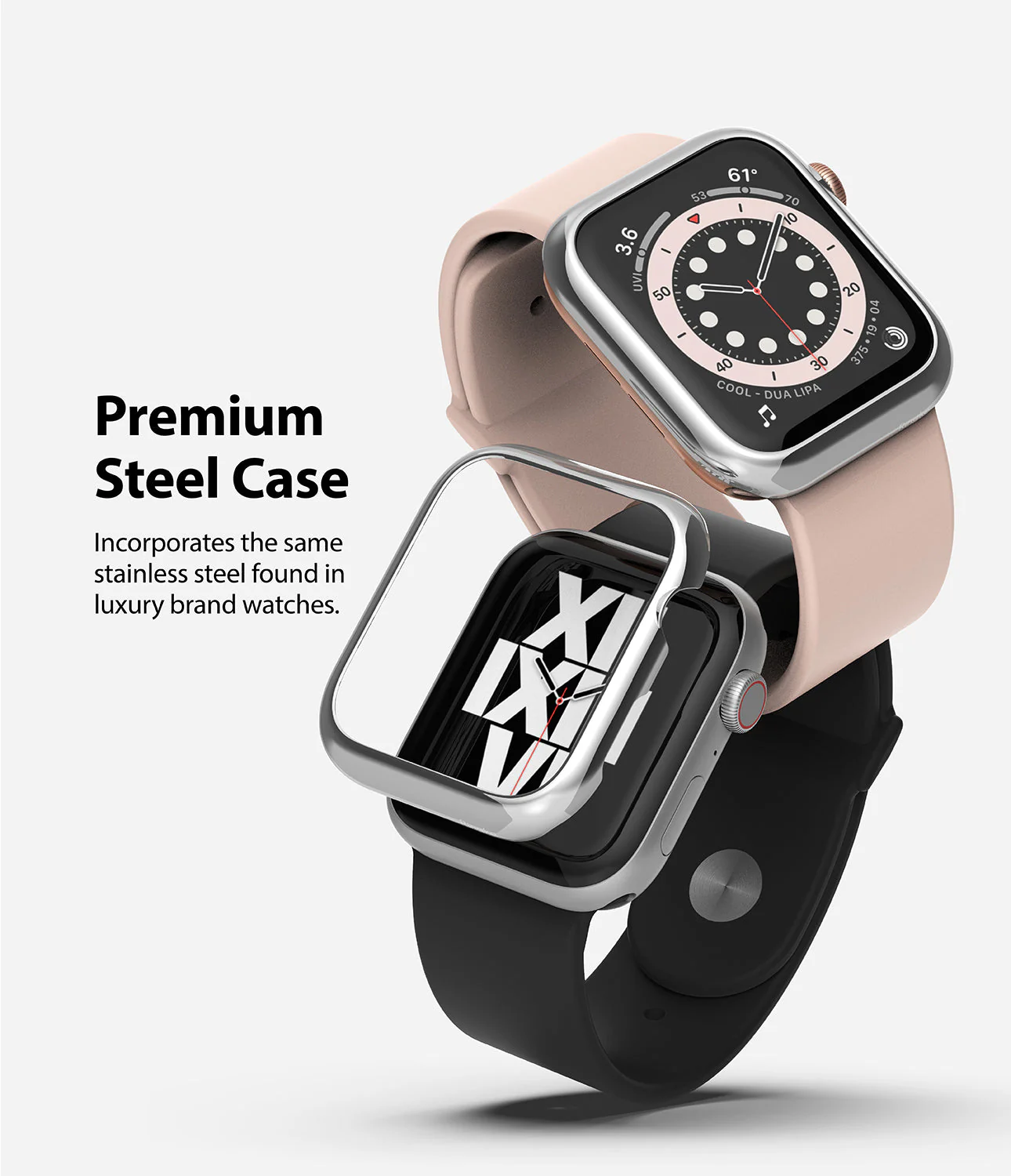 Apple Watch Series 6 / 5 / 4 / SE (40mm) | Premium Bezel Styling Silver + Black - Image 17