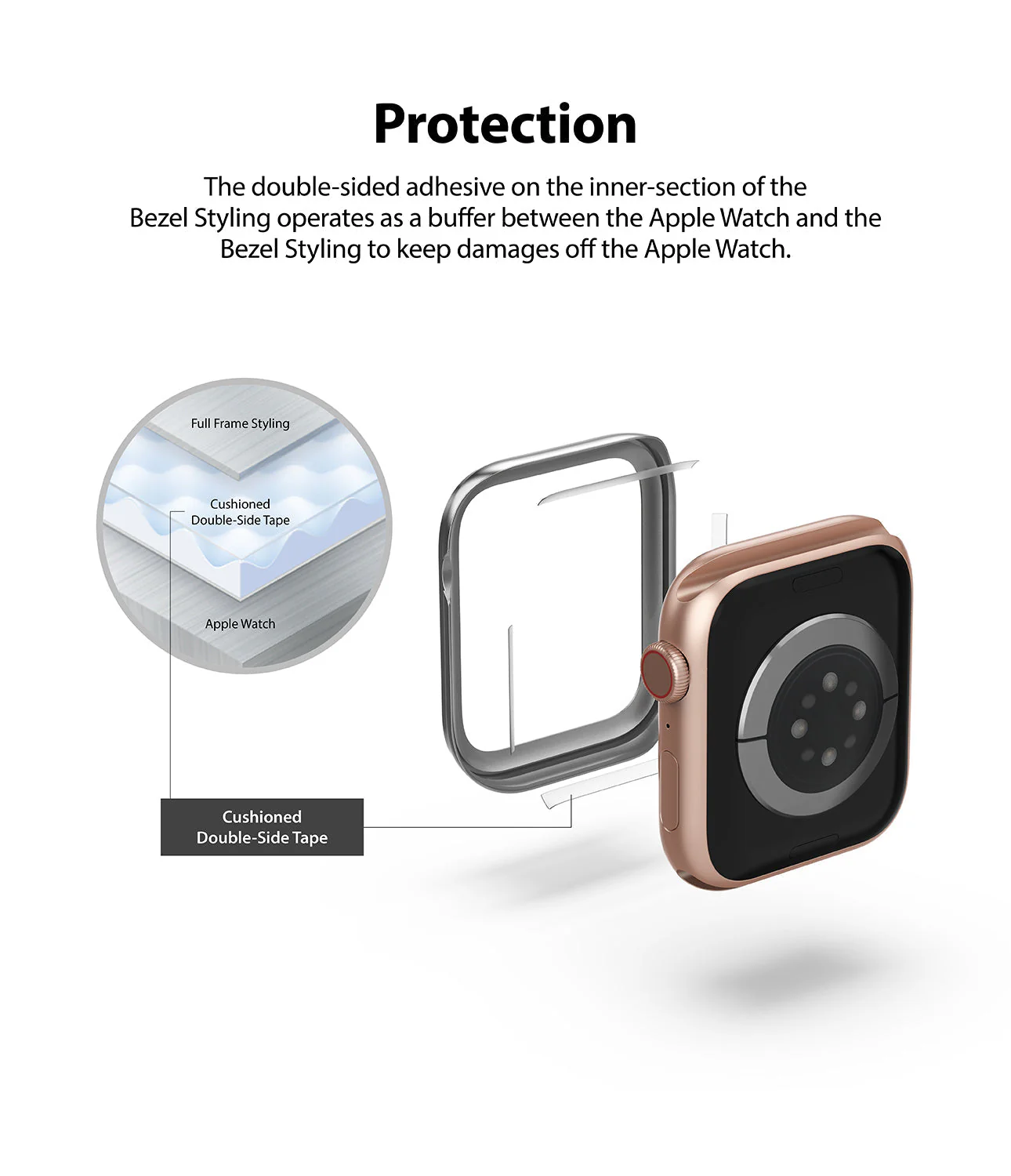 Apple Watch Series 6 / 5 / 4 / SE (40mm) | Premium Bezel Styling Silver + Black - Image 21