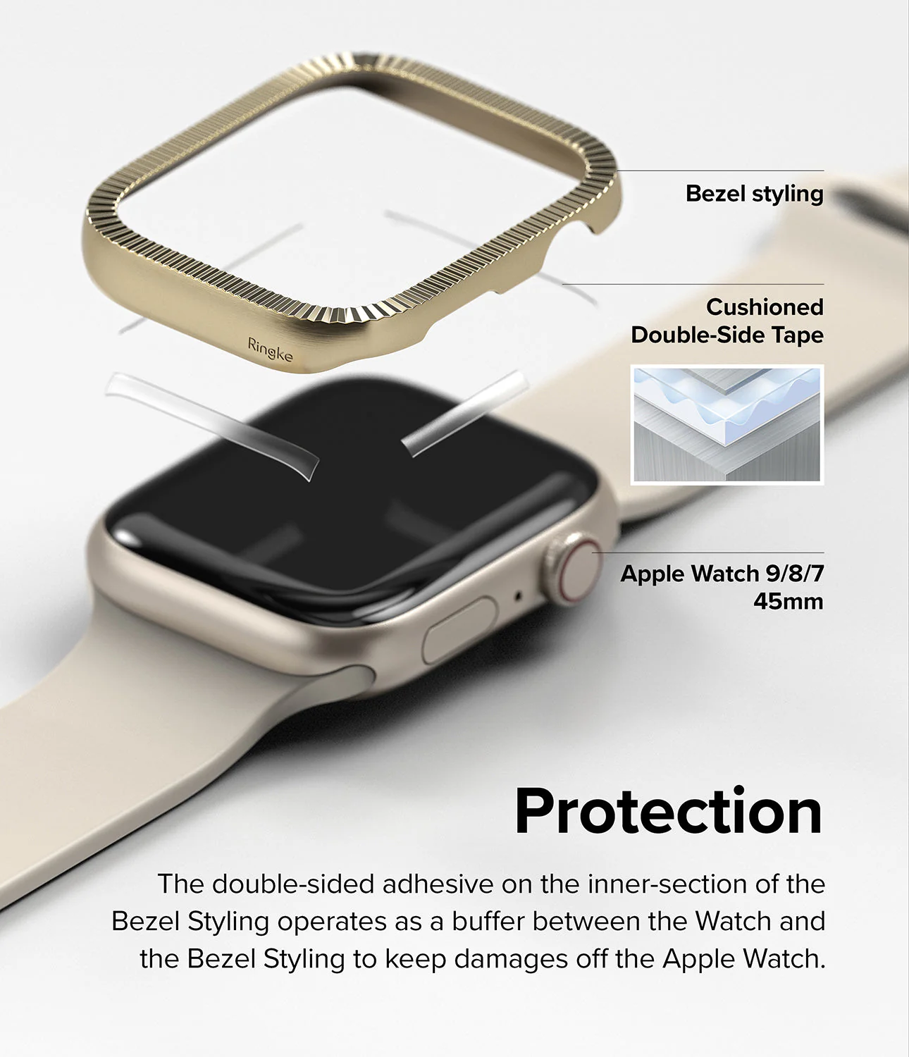 Apple Watch 9 / 8 / 7 (45mm) | Premium Bezel Styling Matte Curve - Image 22