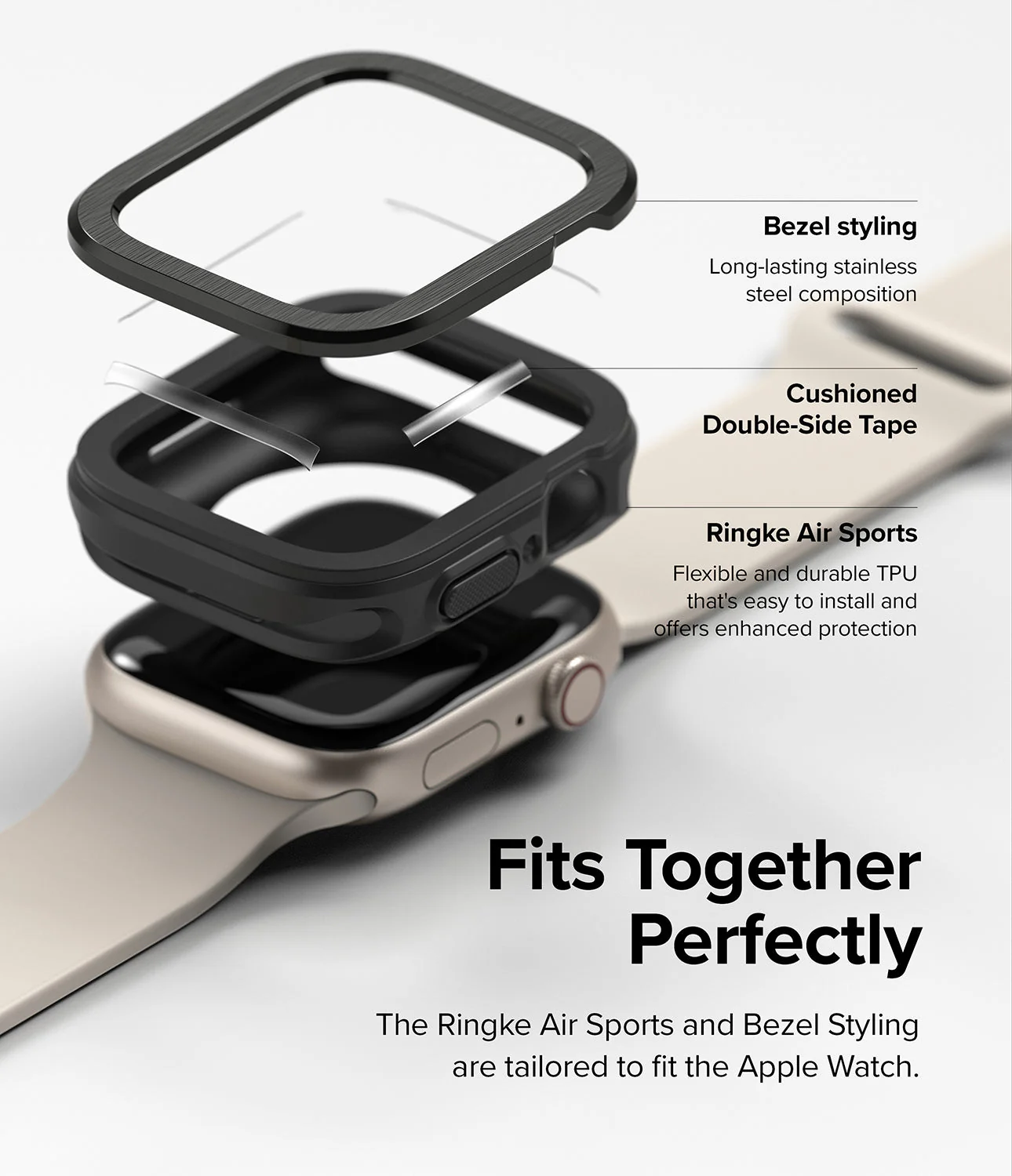 Apple Watch Series (45mm / 44mm) | Air Sports (Black) + Bezel Styling - Image 21