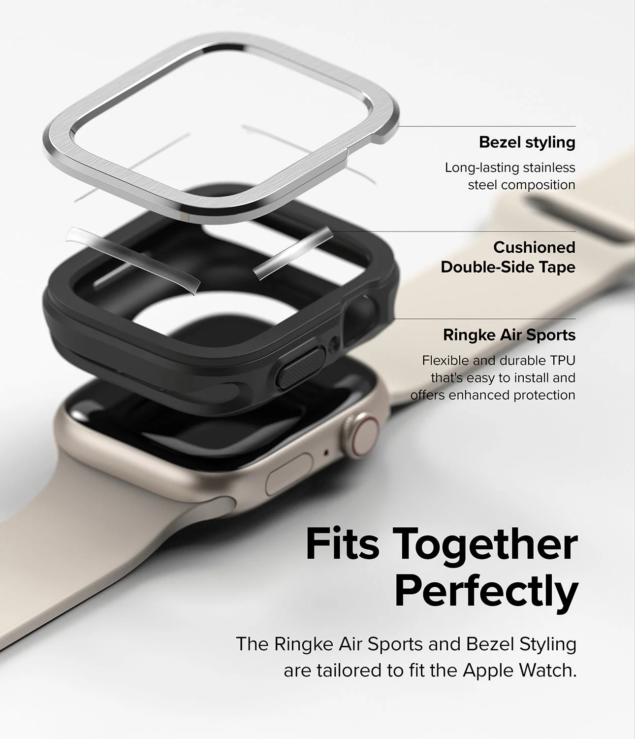 Apple Watch Series (45mm / 44mm) | Air Sports (Black) + Bezel Styling - Image 7