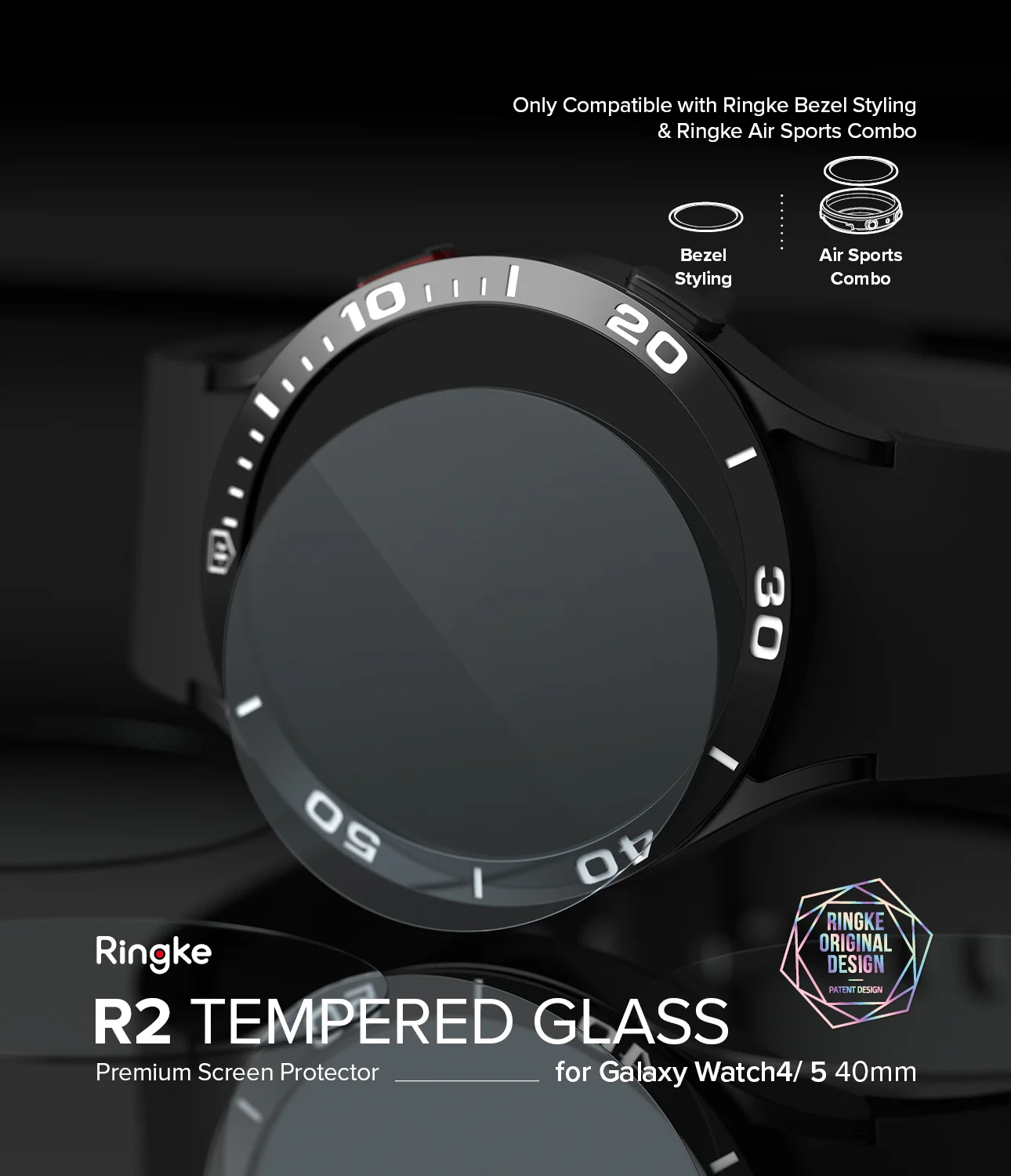 Galaxy Watch 5/4 40mm Screen Protector for Bezel Styling | Glass - R2 - Image 2