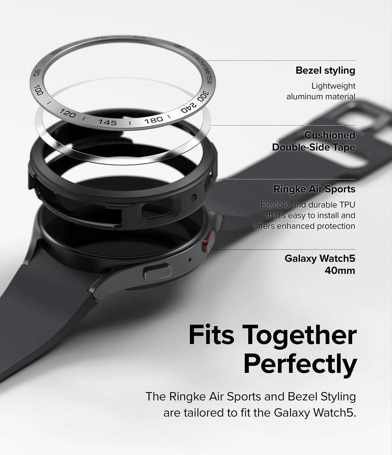 Galaxy Watch 5 40mm | Air Sports Black + Bezel Styling - Image 9