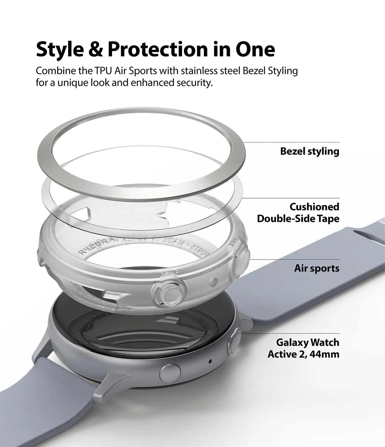 Galaxy Watch Active 2 (44mm) | Air Sports Matte Clear + Bezel Styling - Image 5