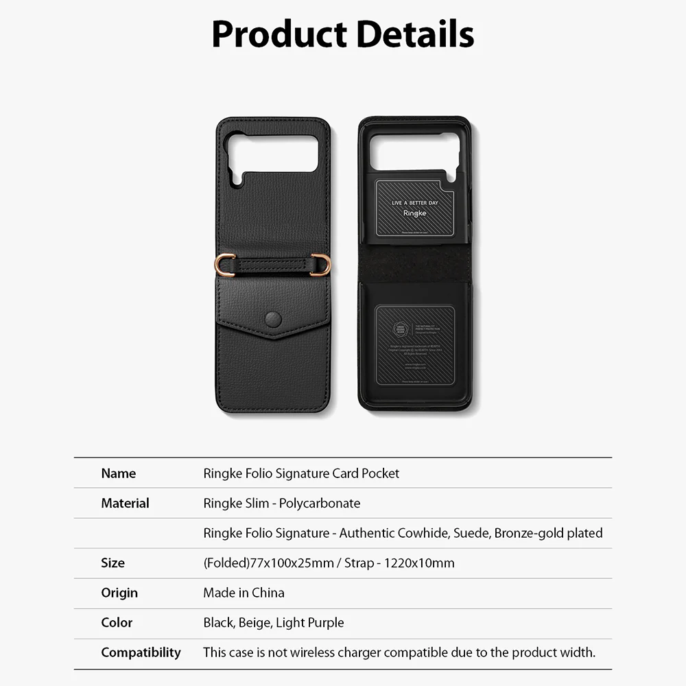 Galaxy Z Flip 3 Case | Folio Signature Card Pocket Black - Image 11
