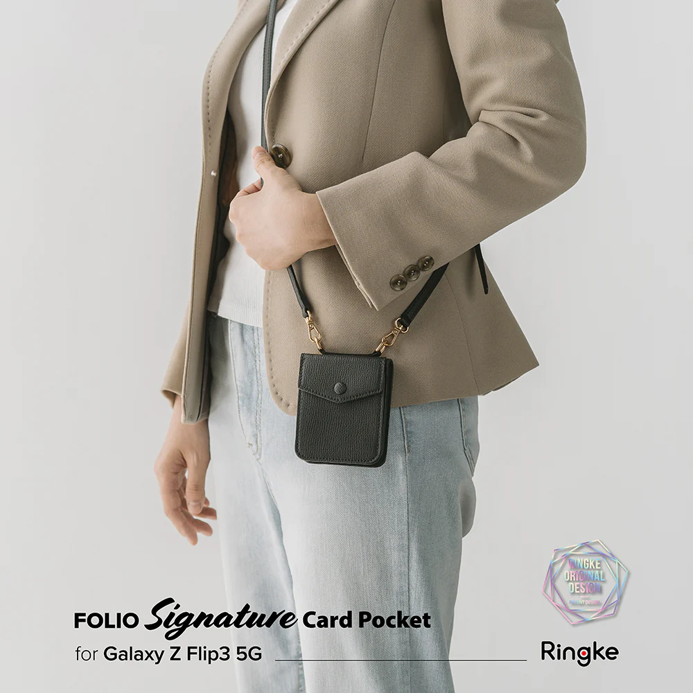 Galaxy Z Flip 3 Case | Folio Signature Card Pocket Black - Image 4