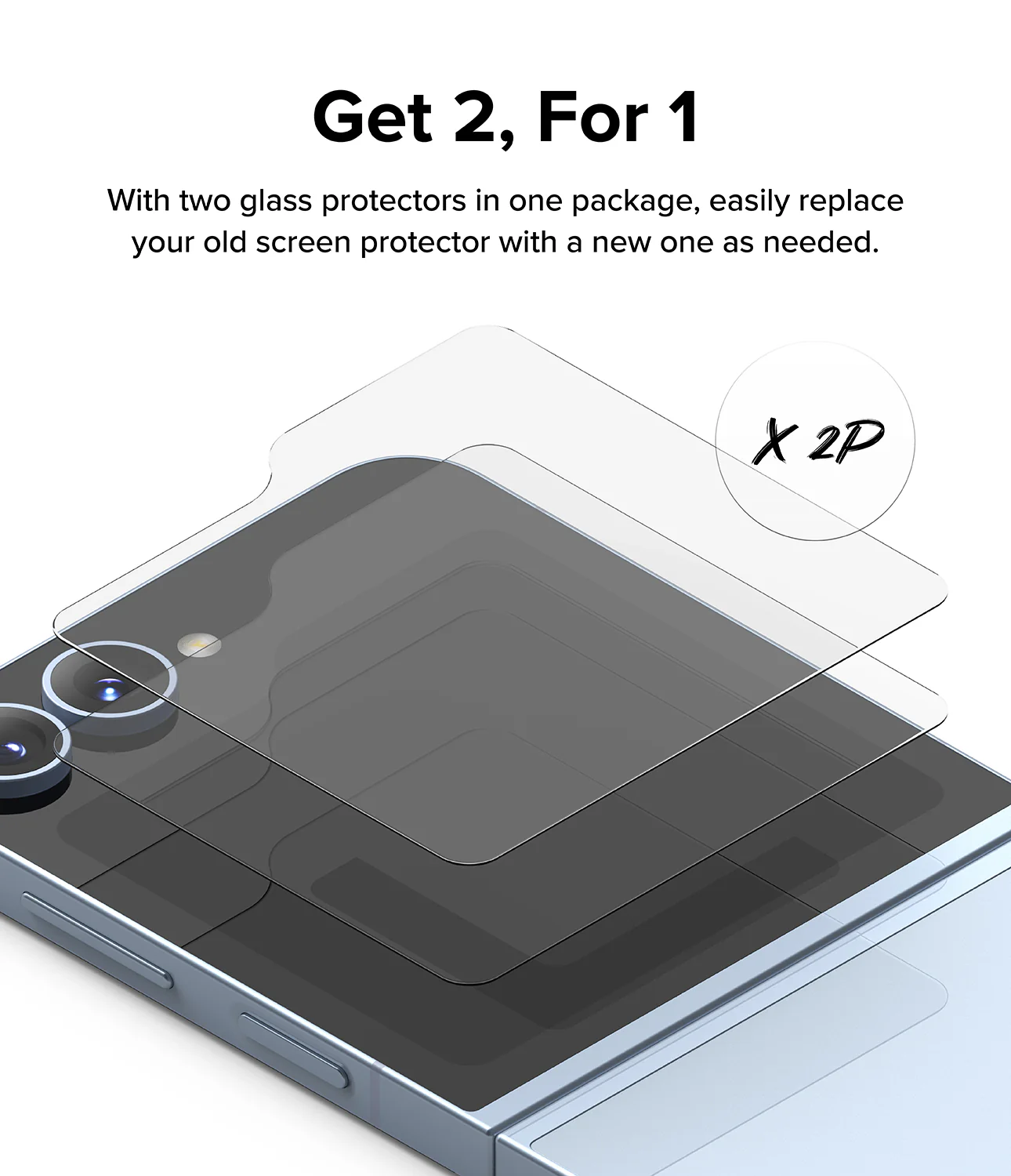 Galaxy Z Flip 6 Screen Protector | Cover Display Glass (2 Pack) - Image 12