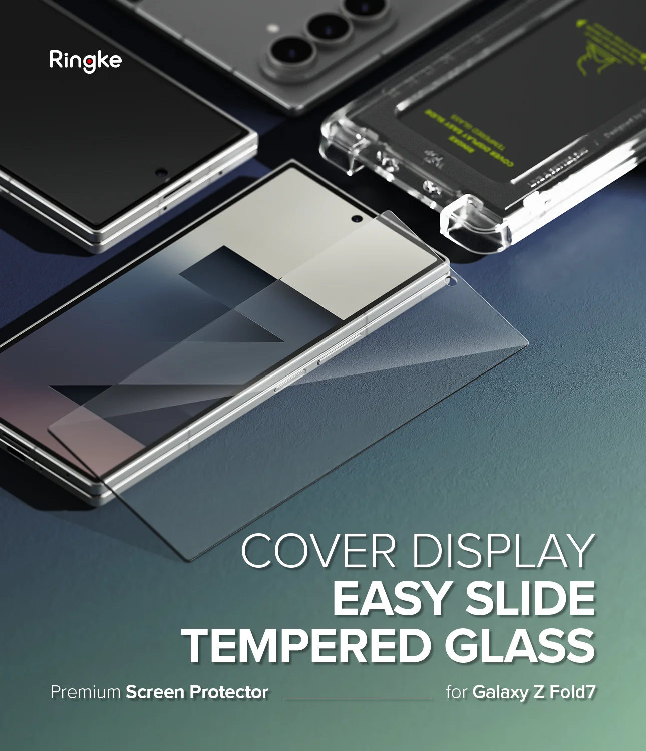 Galaxy Z Fold 7 Screen Protector | Cover Display Easy Slide Tempered Glass (2 Pack) - Image 2