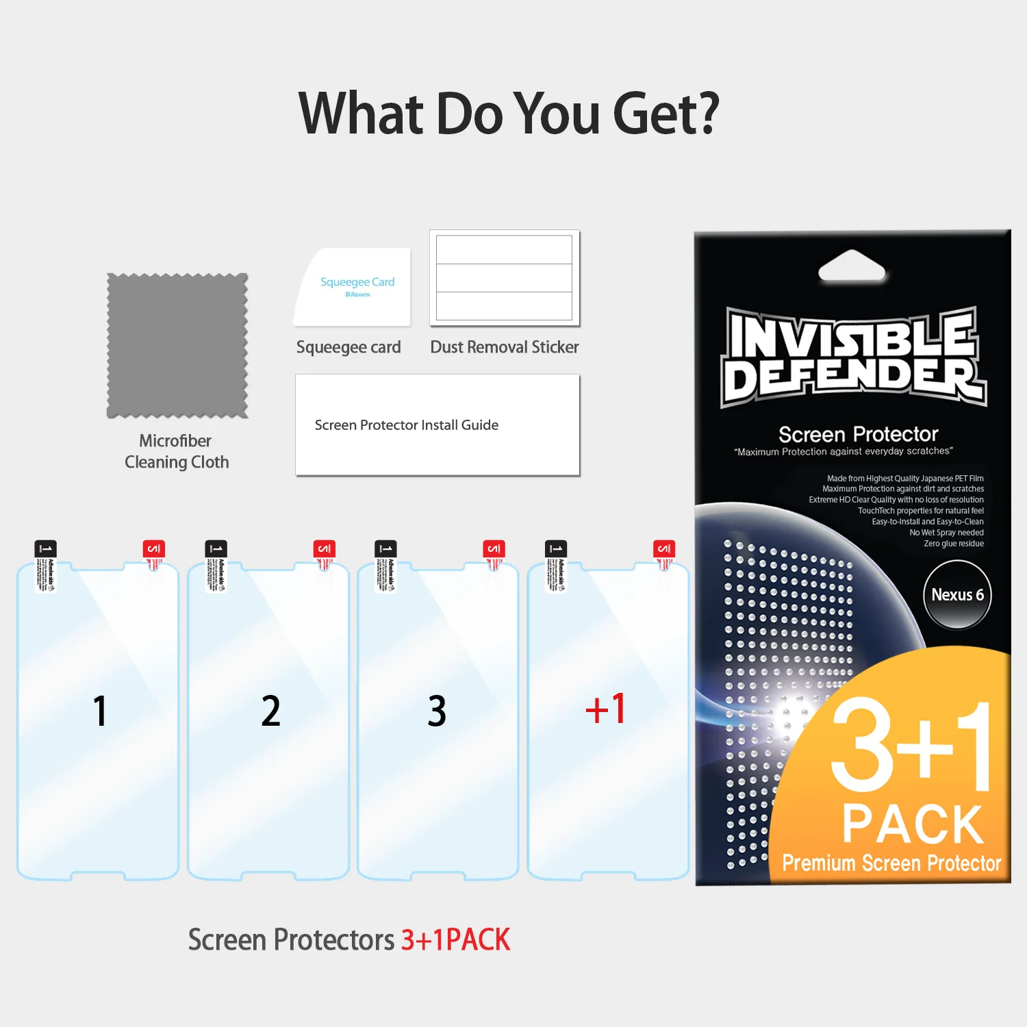 Google Nexus 6 Screen Protector | Invisible Defender [4P] - Image 7