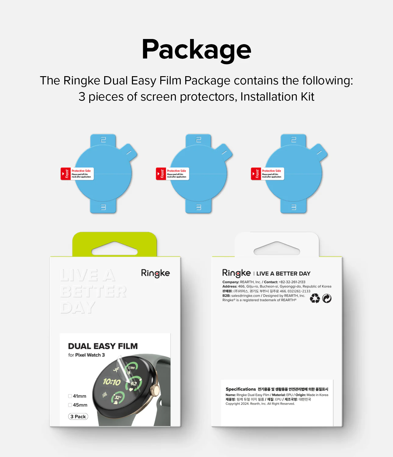 Google Pixel Watch 3 45mm Screen Protector | Dual Easy Film (3P) - Image 11