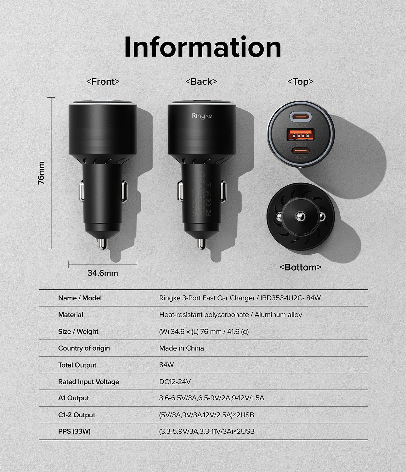 Ringke 3-Port Car Fast Charger - Image 15