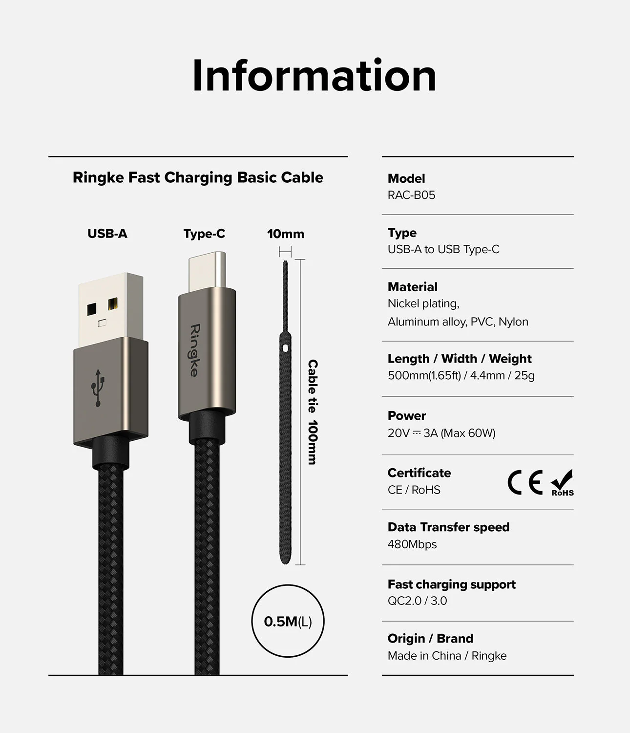 Ringke Fast Charging Basic Cable USB-A to USB-C - Image 15