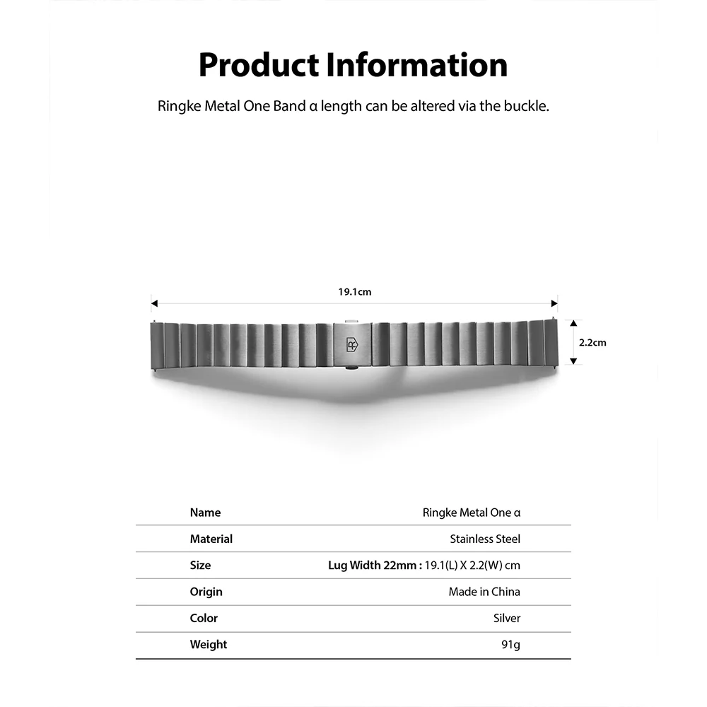 Watch Lug 22mm | Metal One Band α - Silver - Image 12