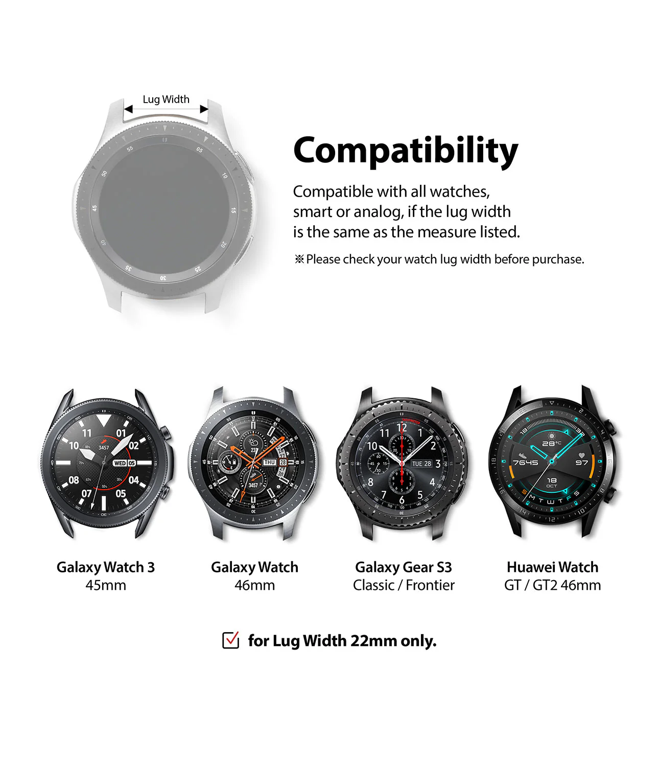 Watch Lug 22mm | Metal One Band [Black] - Image 3